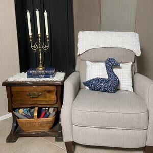 Vintage Duck Pillow with Wood Button Eyes | Cottagecore Decor